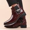 Brand Men Boots Fashion Pointed Leather Booties British Style Business Ankle Boots Lacquer Leather High Top Boot Men Dress Boots