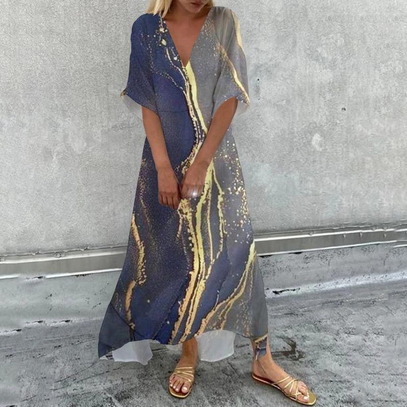 GMXIA Vestidos casuales con cuello en V y manga 2/1 para mujer, moda, verano, primavera