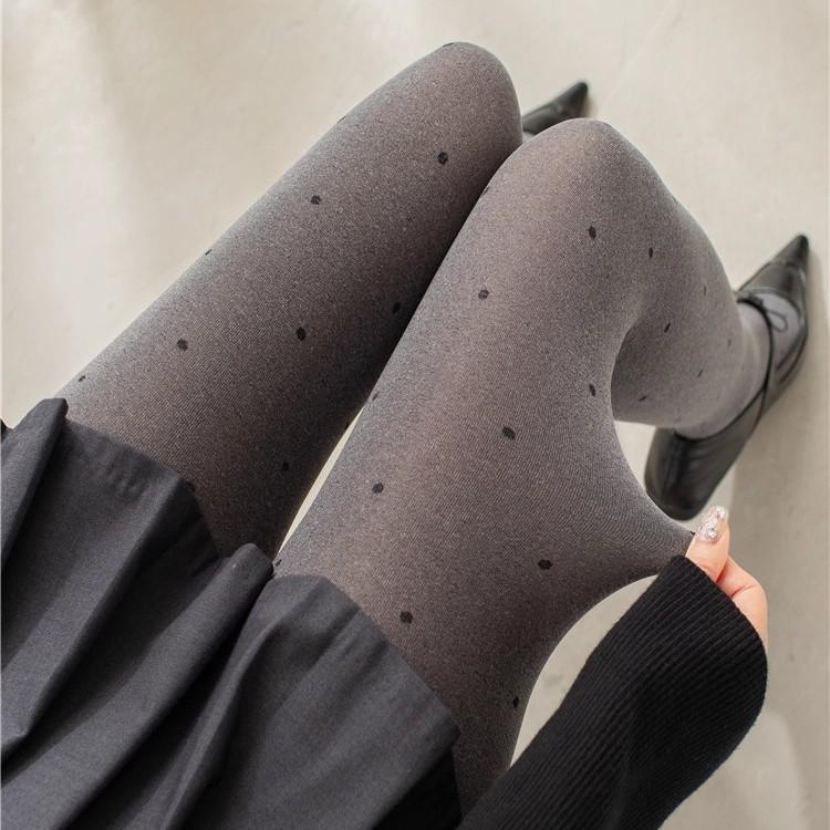 Retro Graue Gepunktete Strumpfhosen und Basis-Socken mit Herzmuster für Damen - Herbst/Winter Stil