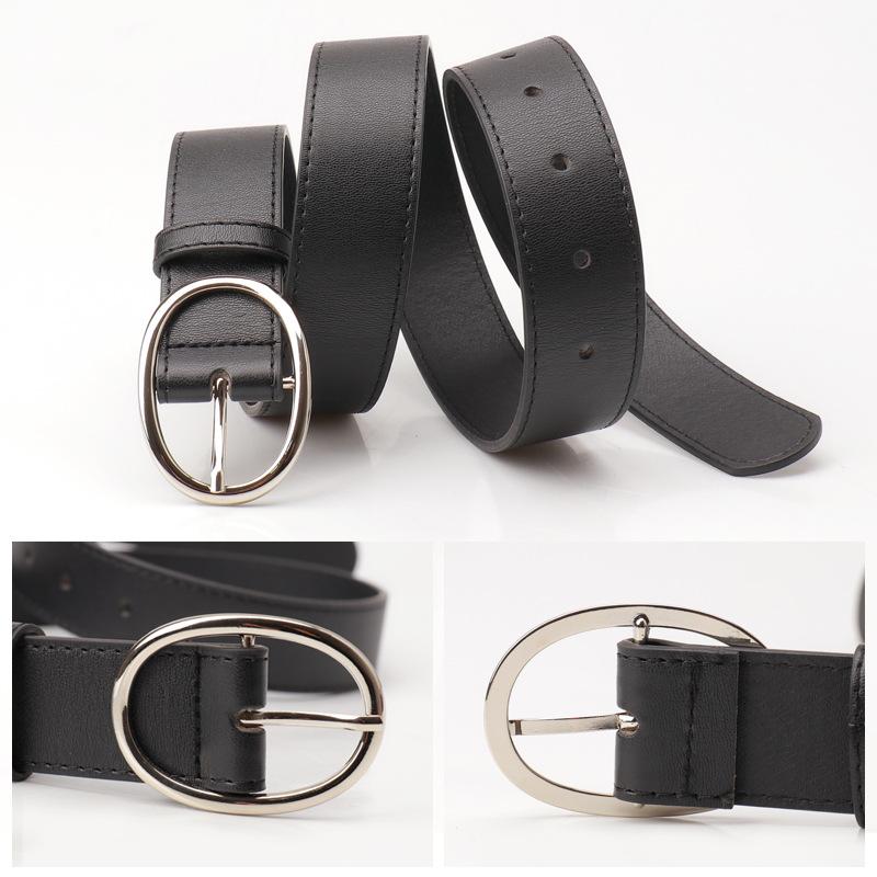 New Fashion Versatile Oval Pin Buckle Women's Belt Simple Style High-end Wide Belt Women's Decorative Jeans Belt