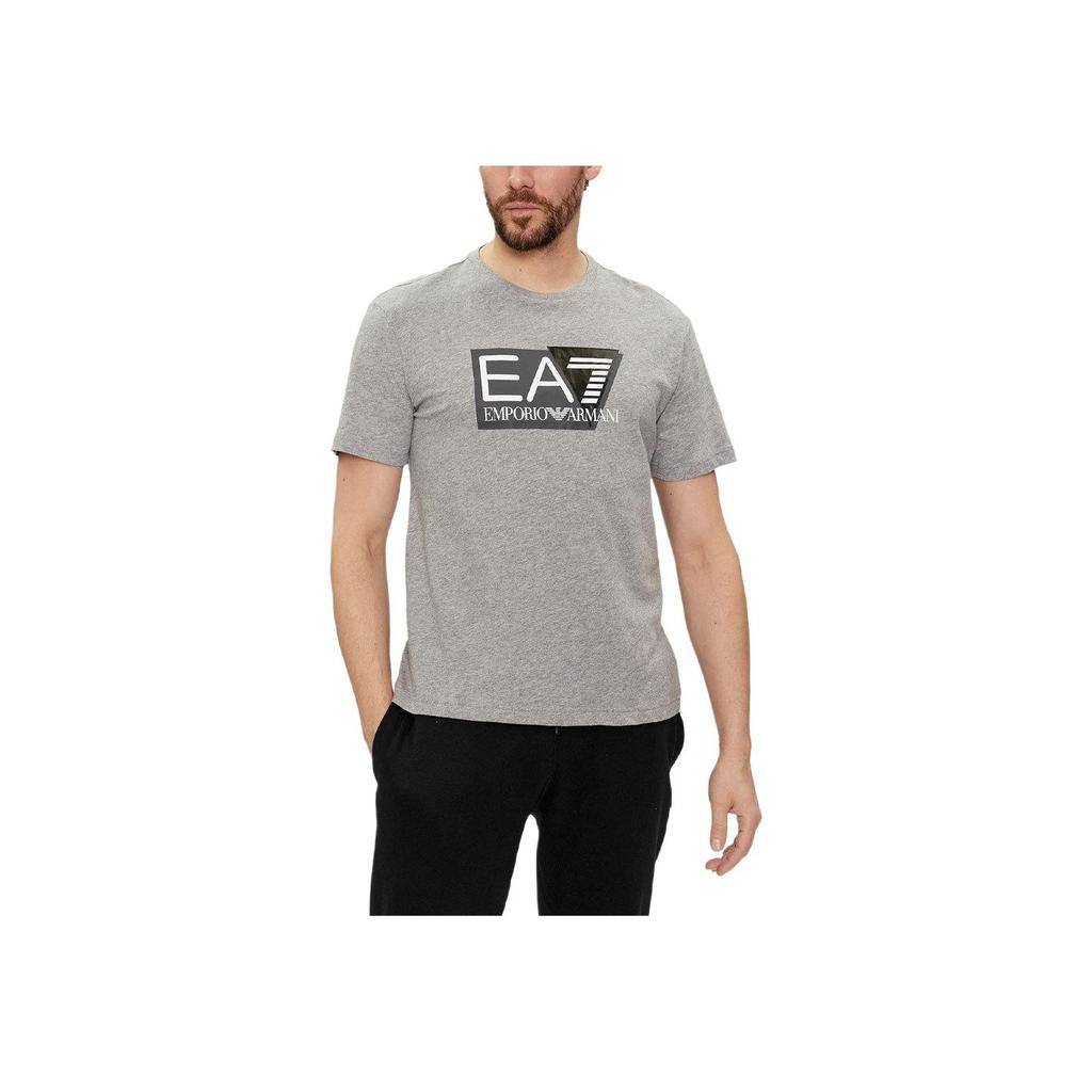 Emporio Armani EA7 Logo Letter Print Crew Neck Straight Fit Short Sleeve T-Shirt Men tops Gray 3DPT81-PJM9Z-3905