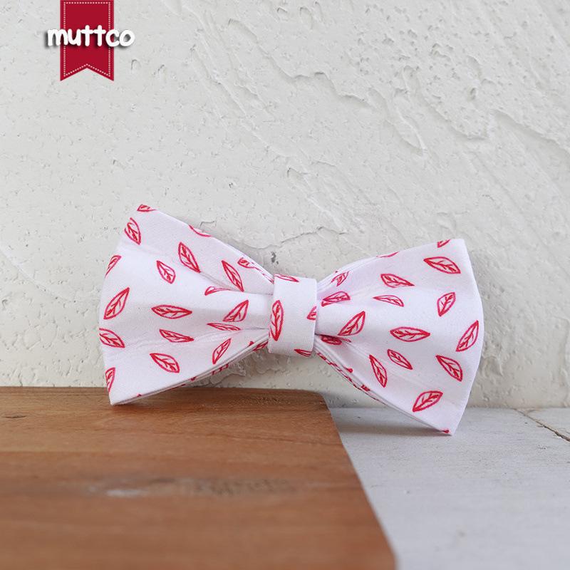 MUTTCO Durable Double-Layer Red Leaves Dog Bow Collar - UBT-128 L