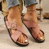 Boken Thick-soled Slippers Summer Straight-line Cross-belt Buckle Beach Shoes and Flip-flops