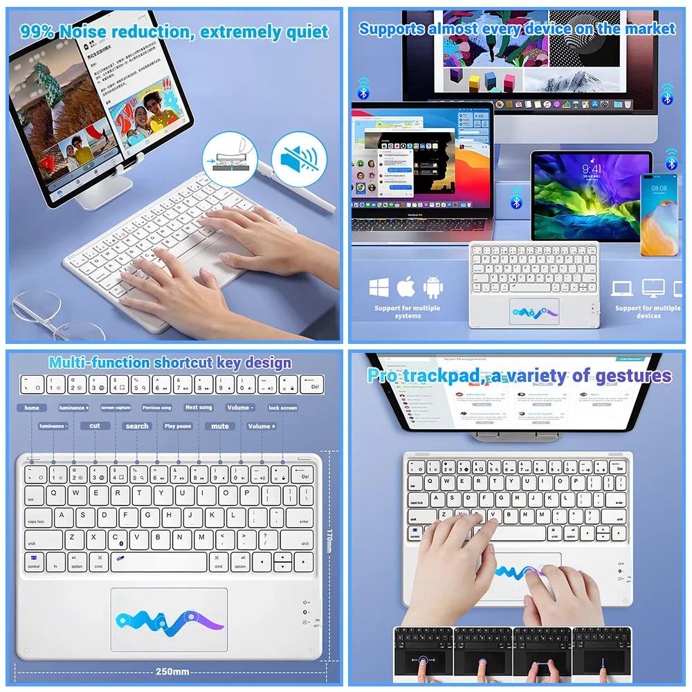 Universelle Touch-Tastatur für iPad Air 13 11 M3 11. Gen Tablet-Tastatur für Samsung Galaxy Tab S10 Ultra Bluetooth-Tastatur
