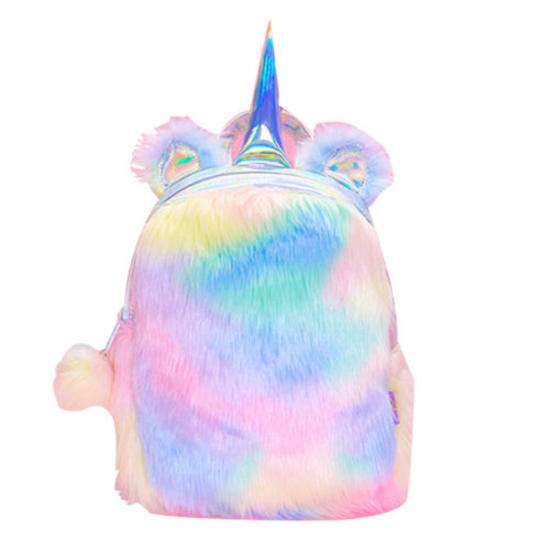 fluffy unicorn school bag