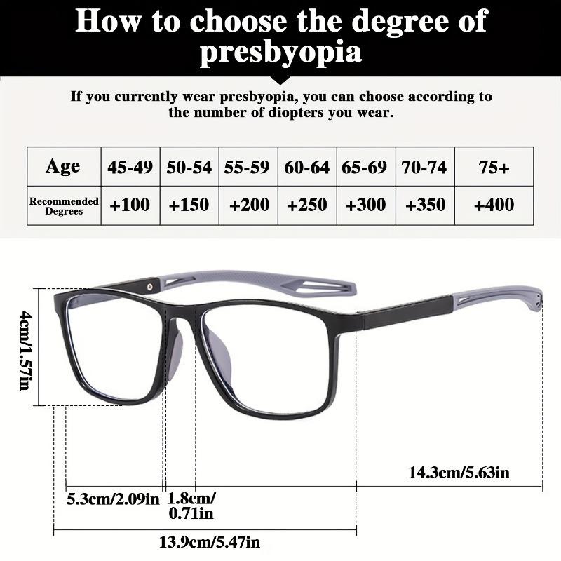 8pcs Super Value Rectangle Simple Sport Non-Slip Presbyopia Glasses - Multiple Pairs for Middle-Aged and Elderly Men and Women