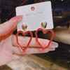 Fashion Atmospheric Red Velvet Bow Earrings Femininity Sweet Flower Long Fringed Versatile Earrings