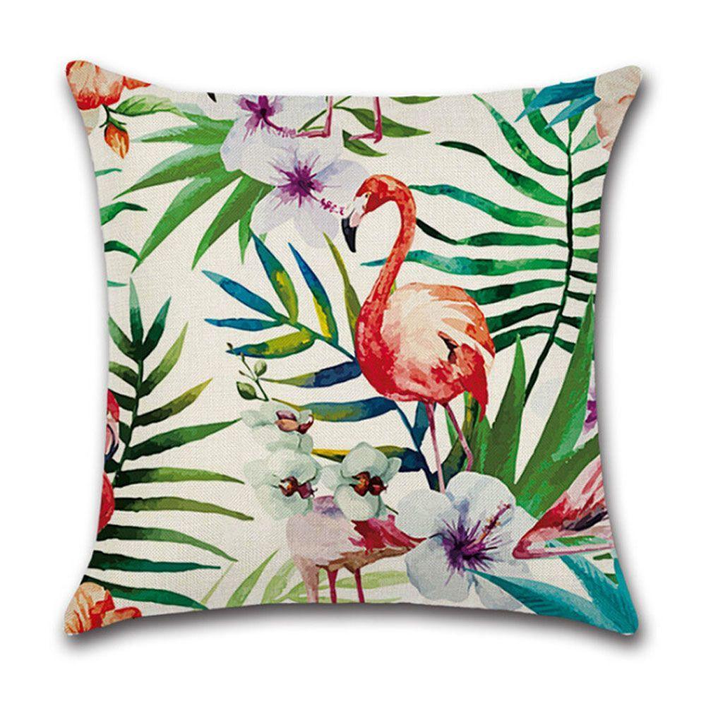 Waist Home Flamingo Bird Throw Pillow Case Bedroom Decoration Green Leaves Printed Cushion Cover