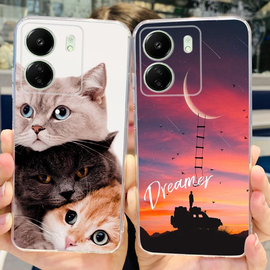 For Xiaomi Poco C65 Case Cute Cat Butterfly Cover Soft TPU Phone Case For Xiaomi Redmi 13C Redmi13C PocoC65 Fundas 6.74'' Bumper