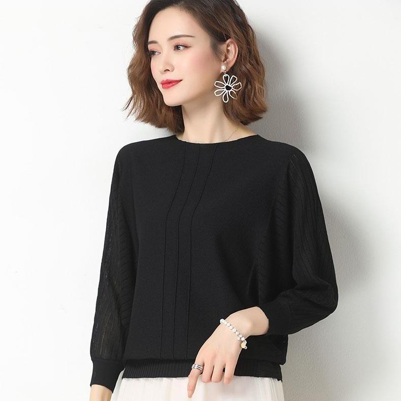 Dámské volné úplety nadměrných velikostí krátké pletené trička prolamované netopýří košile pletené topy