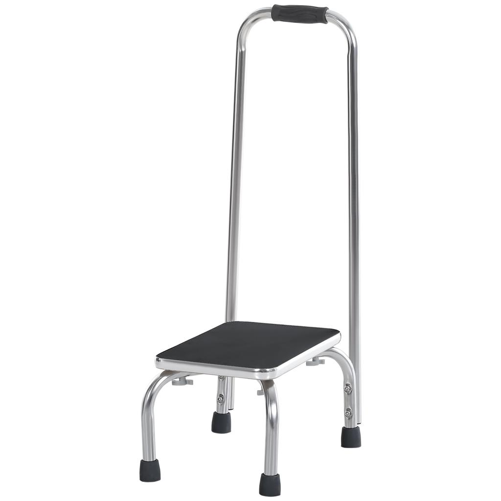 Stufe mit Haltegriff - Sichere Trittstufe - Badezimmer-Einstiegsstufe - Plattform & Rutschfeste Pads - Verzinkter Stahl