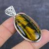 Natural Tiger Eye Gemstone 925 Sterling Silver Jewelry Pendant 2.21" d5u77