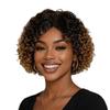 Women Short Curly Wigs With Bangs Stylish Synthetic Golden Brown Natural Hair Daily Party Costume Use Heat Resistant Fibre