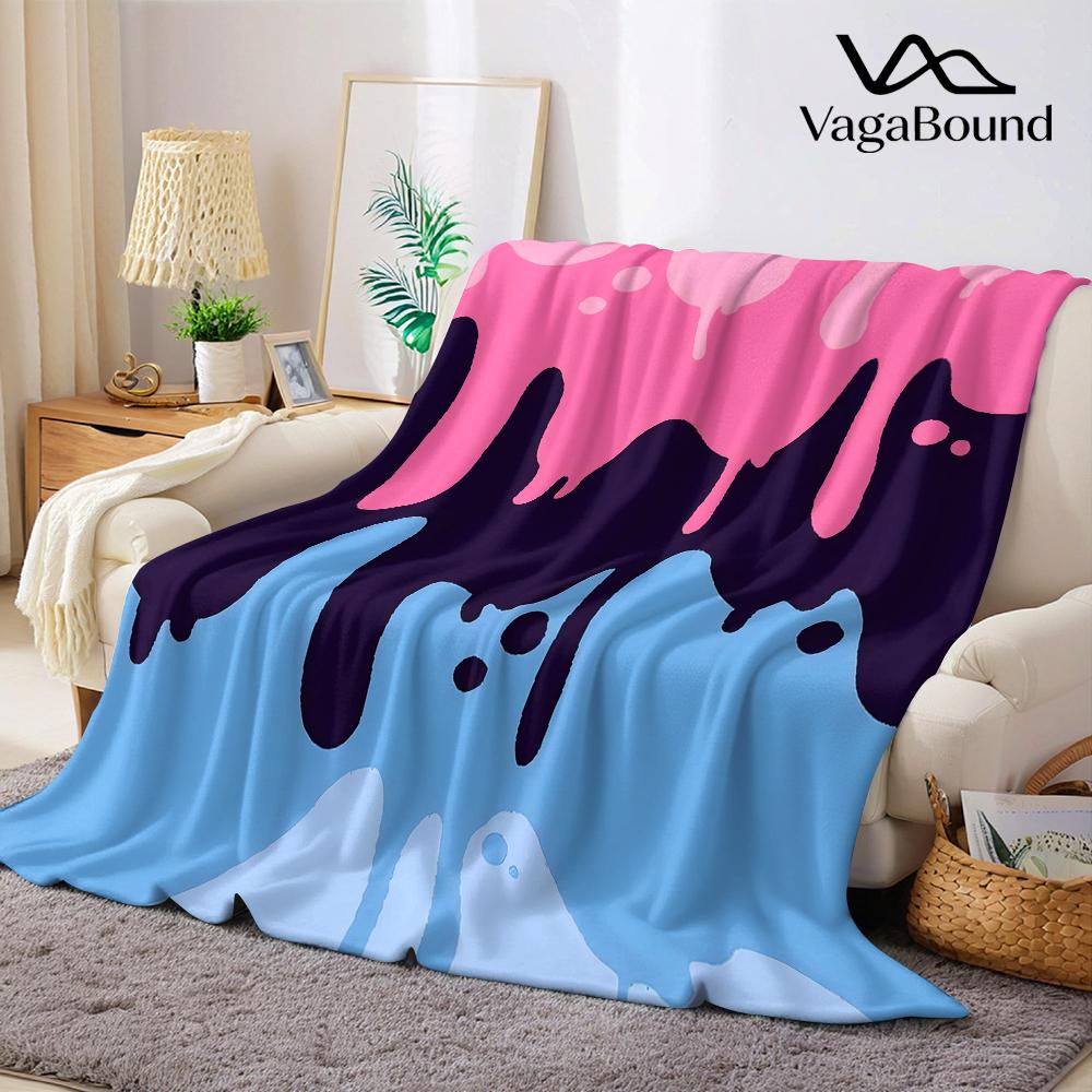 Pink Drip Gradient Flannel Blanket Warm Soft Halloween Christmas Couch Warm Cozy Decorative Decor Gift for All Season