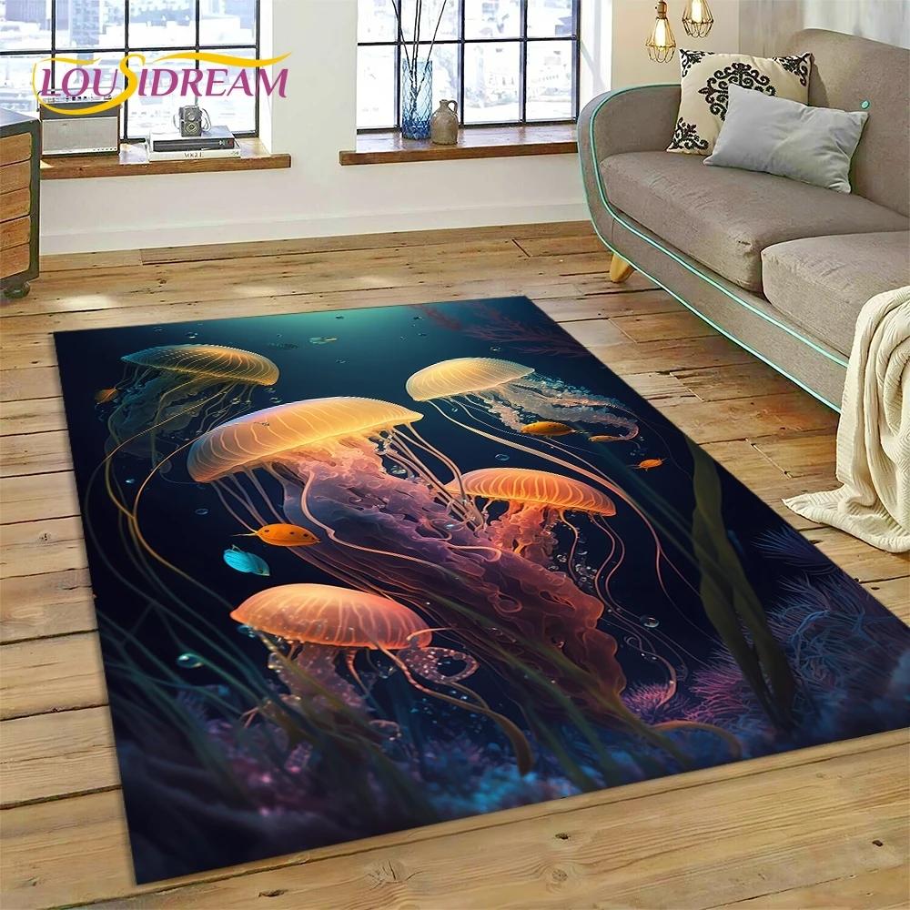 3D Podmořský svět Mořské dno Kreslený koberec s delfínem Koberec pro obývací pokoj Ložnice Domácí dekorace, Protiskluzová dekorace na pohovku Dárek Dítě