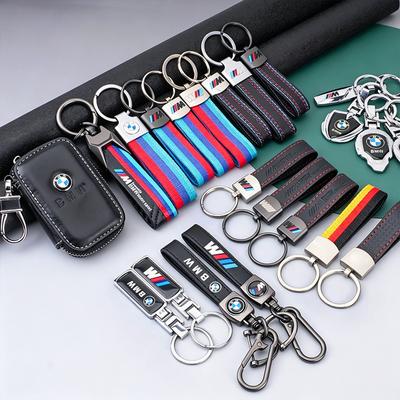 Leather Car Key Ring Chain Pendant Gift For M Performance E46 G80 F48 E84 G01 F30 G11 X1 X3 X5 X6 G07 Keychain Accessories Rlvm06
