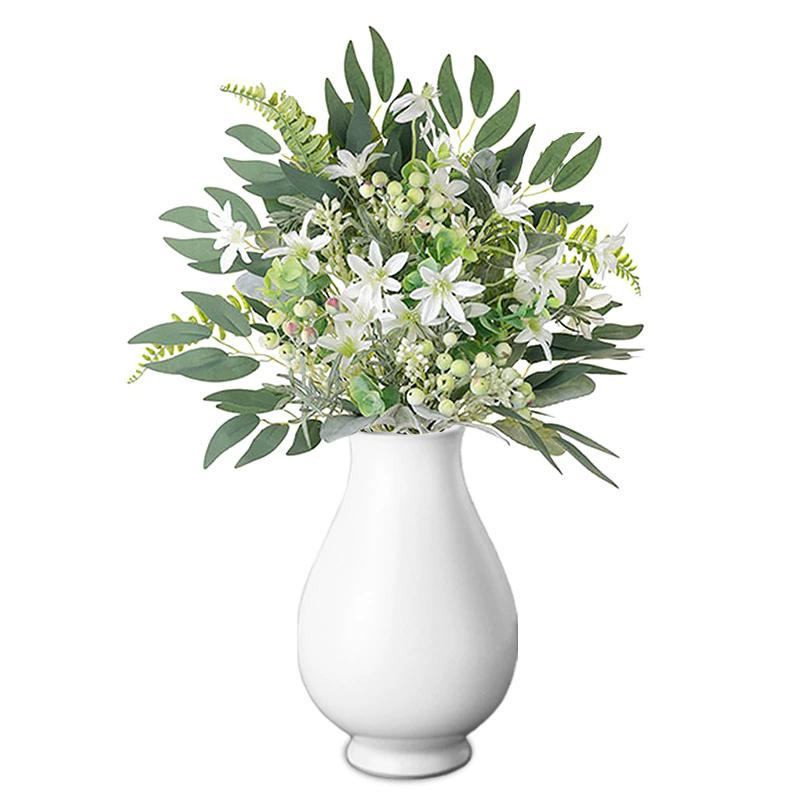 Mixed Artificial Flowers Bouquet with Eucalyptus Leaves And Silver Willow Cuttings for Wedding Floral DIY Home Decor