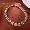 Elegant Rhinestone Flower Tassel Necklace for Women - Stylish Geometric Water Drop Design