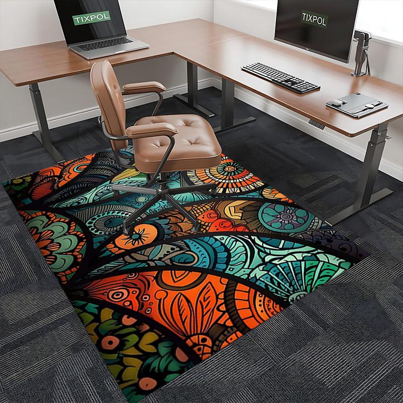 1pc Colorful Mandala Office Chair Mat - Festival Gift, Seasonal Decor, Suitable for Home and Office Use.P041