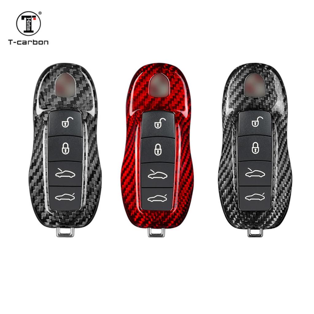 Carbon Fiber Car Key Cover For Porsche Macan Panamera Cayman Cayenne 911 970 981 991 T-Carbon Key Case Fob Shell