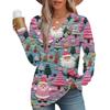 Women's Fashion Casual V-neck Pleated Christmas Long Sleeve Top