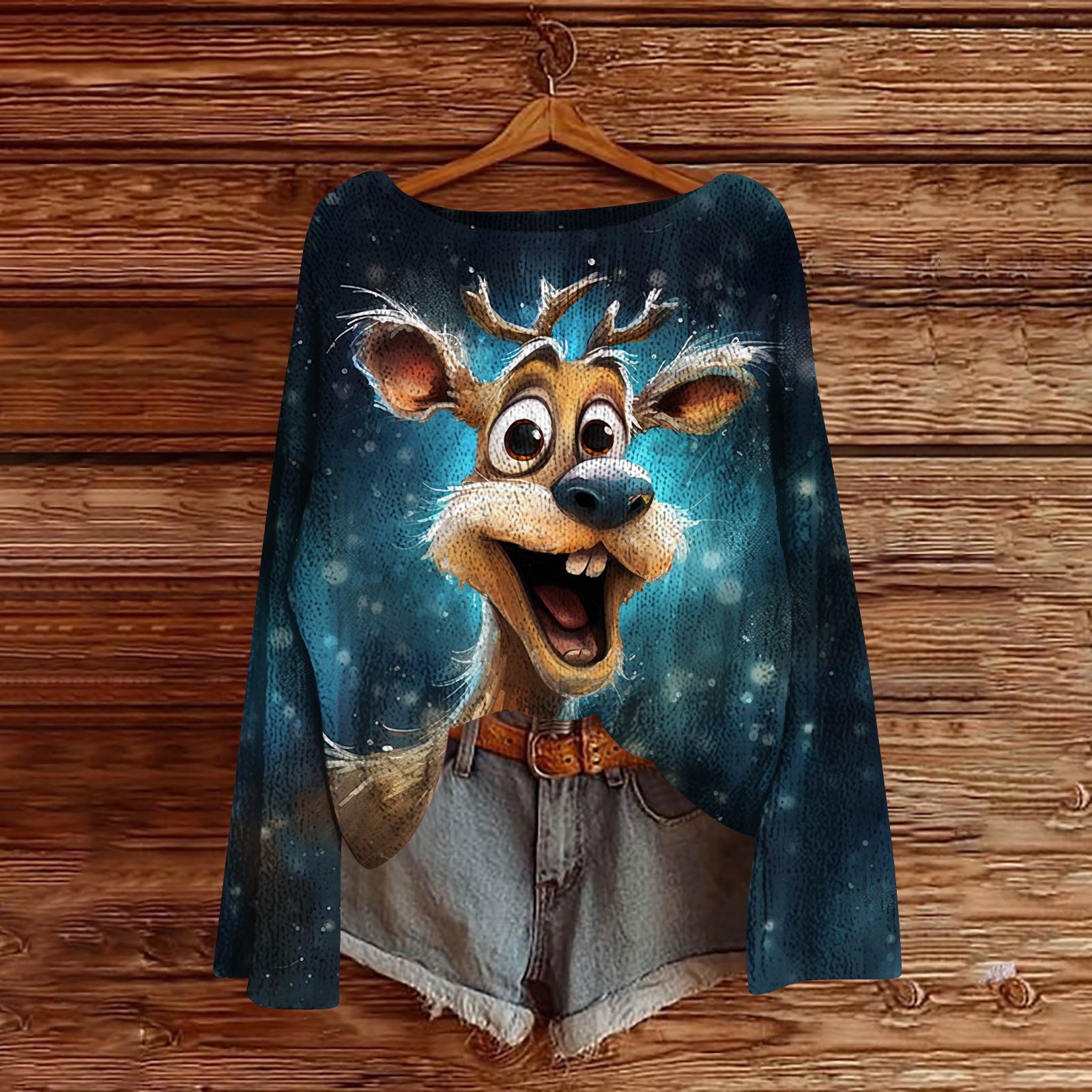 

Женский модный свитер с рождественским принтом, легкий, повседневный трикотажный пуловер с длинным рукавом XL