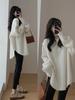 Women's Wool Knit Sweater - Korean Style Loose Pullover, Round Neck, Versatile Pure Color for Autumn/Winter