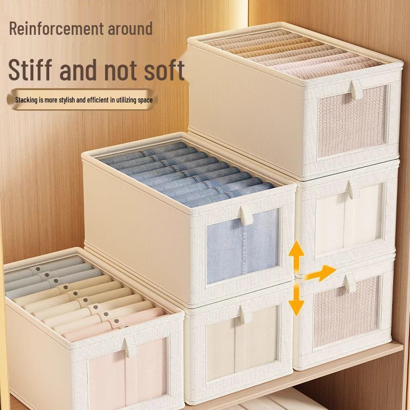 Large Oxford Cloth Storage Box with Lid and Window: Household Fabric Organizer