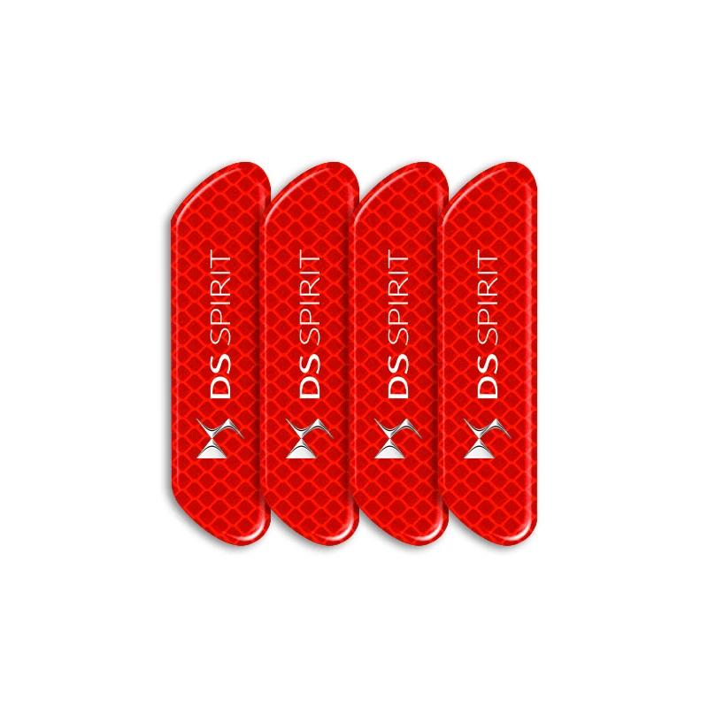 

4PCS Car Reflective Strips Warning 3D Stickers Car Styling For DS SPIRIT DS3 DS4 DS4S DS5 5LS DS6 DS7 WILD RUBIS DIVINEDS красный