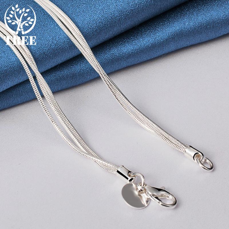 925 Sterling Silver 20 Inch Snake Chain Three Rose Flows Pendant Necklace Jewelry