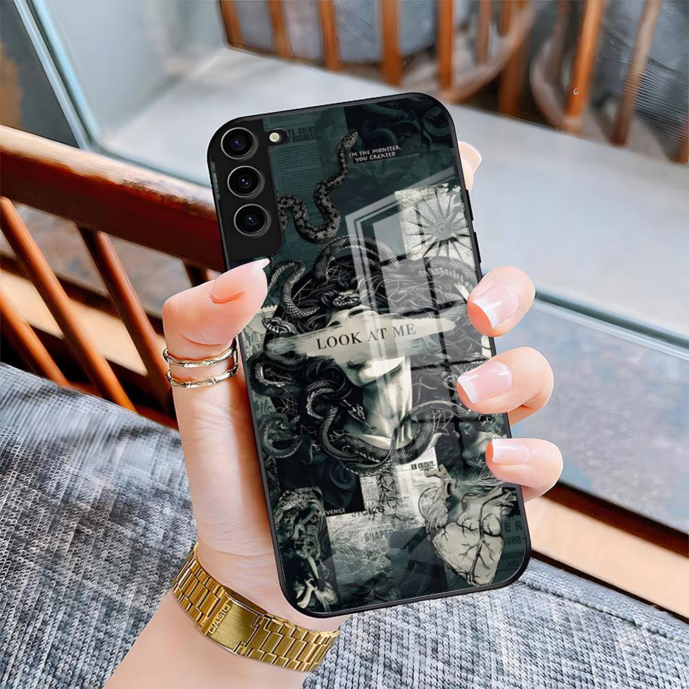 M-Medusa Mythology Phone Case For Samsung A25 A13 A33 5G A54 A36 A35 A56 A52 A14 Shockproof Glass Cover