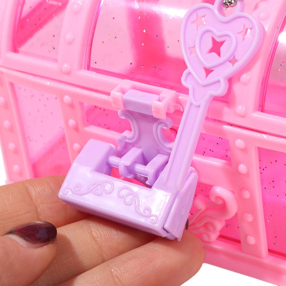 With Lock Cute Makeup Box Pink/Purple Treasure Chest Mini Box Kids Jewelry Box  For Children