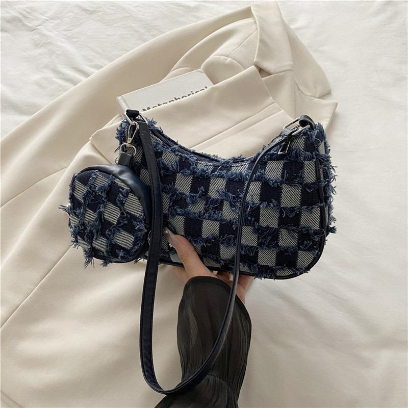 Модная клетчатая сумка женская летняя новая трендовая универсальная клетчатая сумка подмышку ощущение большая вместительность сумка на плечо