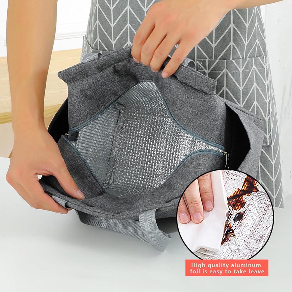 Multi-Pocket Insulated Handbag: Large Capacity Aluminum Foil Lunch Bag for Commute
