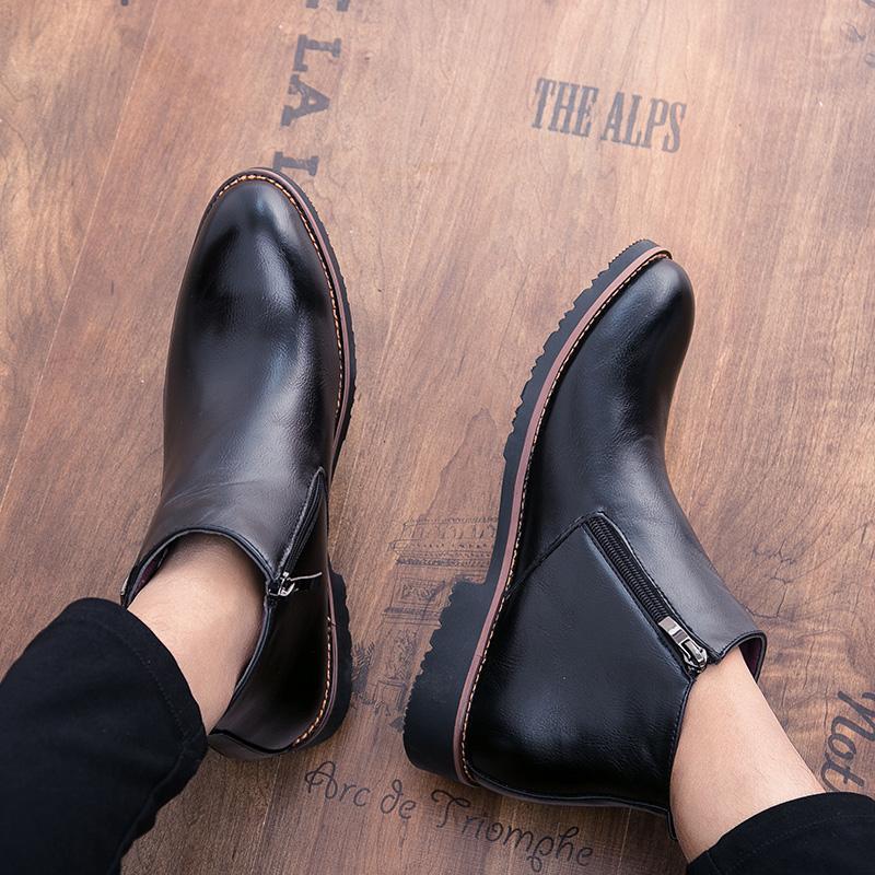 Skórzane Codzienne Męskie Buty Chelsea Nowość Męskie Buty Motocyklowe Ręcznie Robione Męskie Botki Mężczyzna Formalne Biznesowe Buty Eleganckie