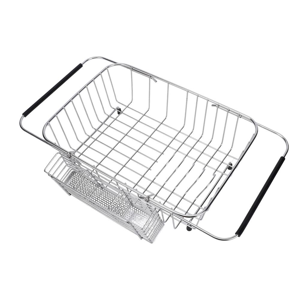  Kitchen Sink Dish Rack with Chopsticks Holder Stainless Steel Expandable Dish Drying Draining Basket 