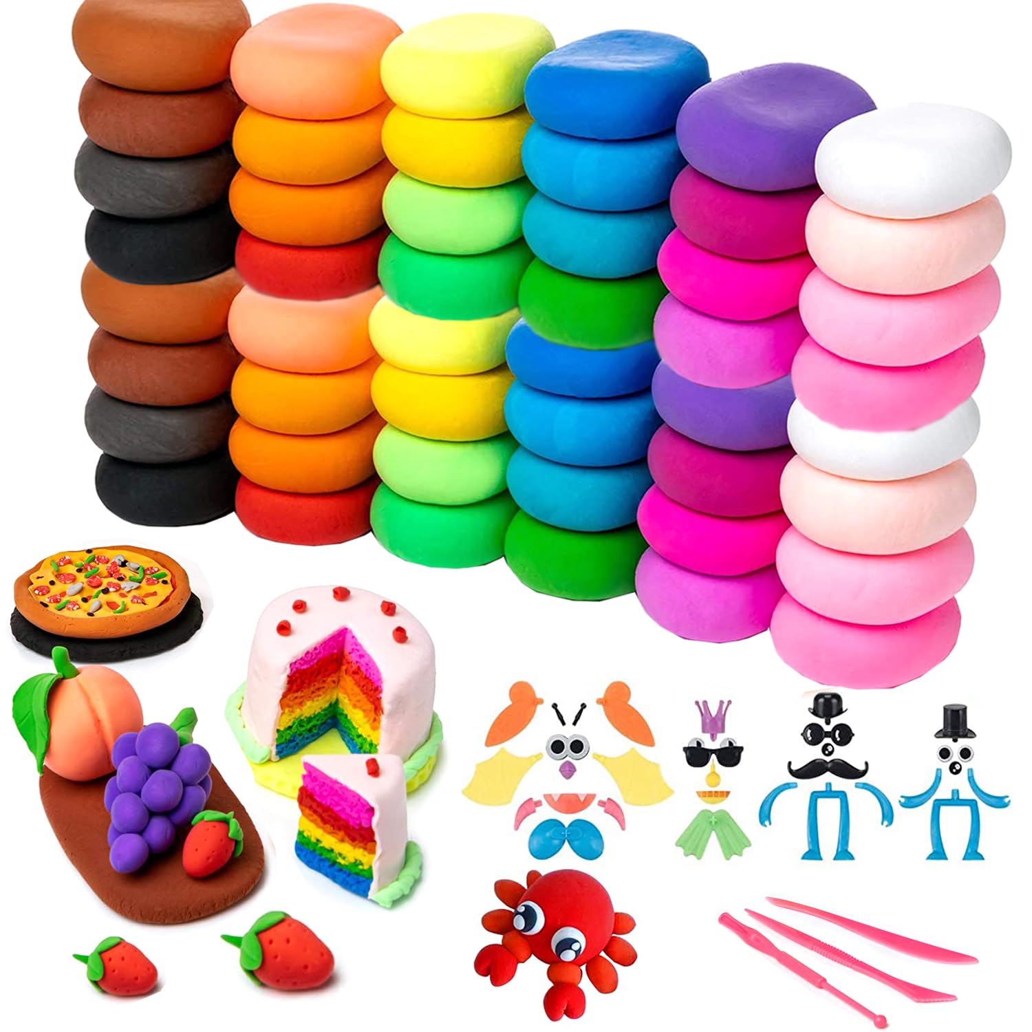 

Глина 48 DIY Игрушка для творчества Подарок на день рождения для мальчиков и Глина для возраста 6 лет и старше Сверхлегкий набор, Цвета, Инструменты, Девочки, Самозатвердевающая