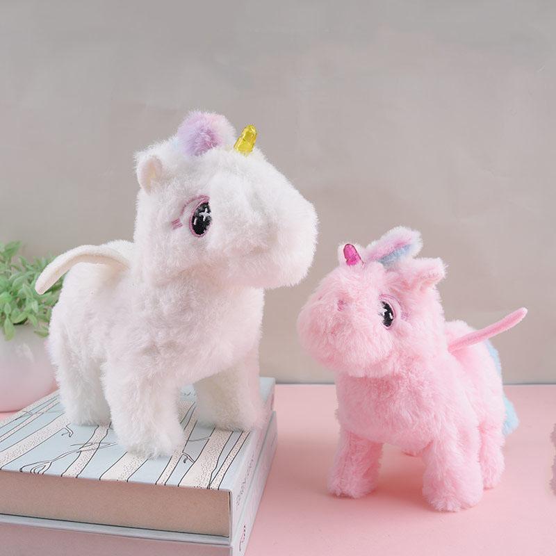 New Electric Walking Singing Little Pegasus Plush Toy Stuffed Animal Pegasus Toys 20cm Music Unicorn Toy for Kids Christmas Gifts