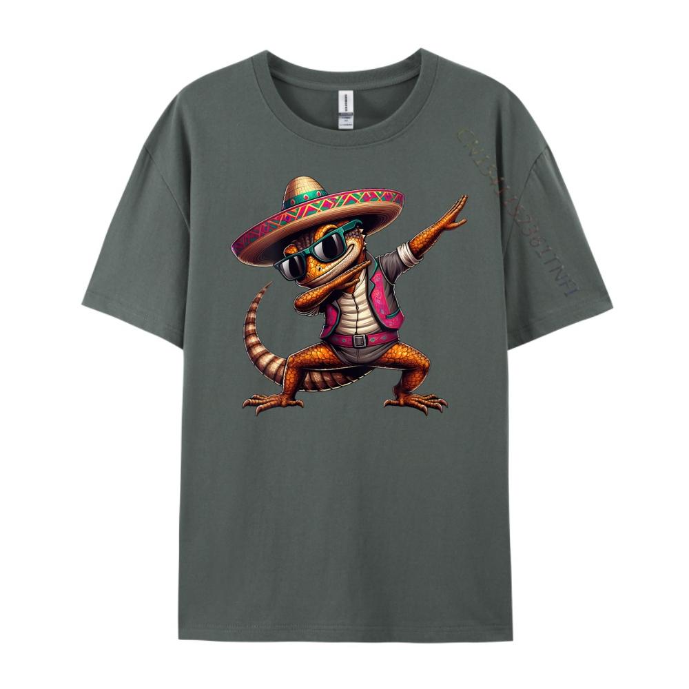 Dabbing Lizard Sombrero Poncho Cinco De Mayo Mexican Streetwear Men Printed T-Shirt