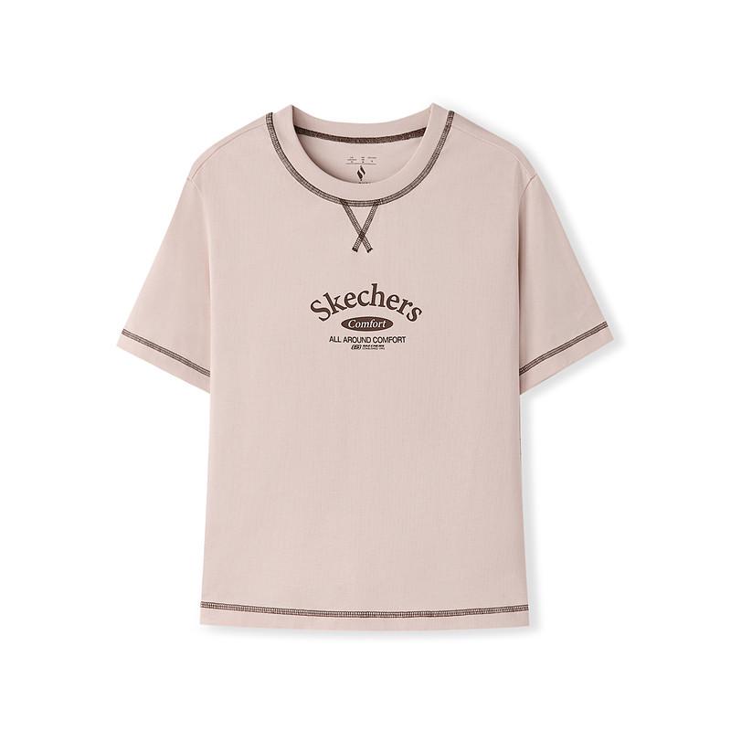 Skechers Loose Fit Round Neck Knitted Breathable Short Sleeve T-Shirt Women tops L226W006-03PF XXL