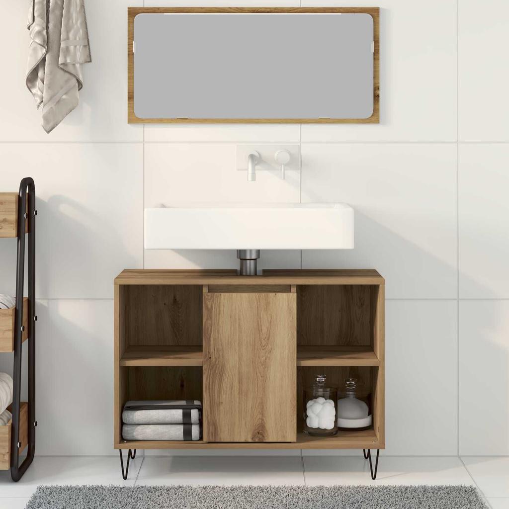 Badezimmer-Waschbecken-Unterschrank, Badezimmer-Aufbewahrungsschrank, 80 x 33 x 60 cm