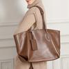 Top Layer Vegetable Tanned Leather Large Capacity Tote Bag Women'S Premium Texture Commuter Shoulder Bag Large Bag