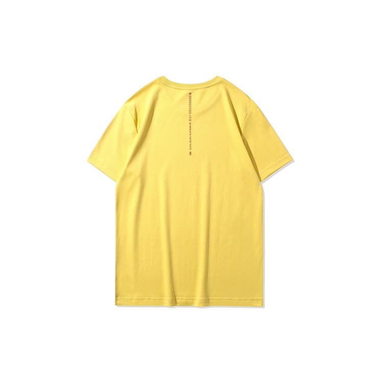 Li Ning T Shirts Men's Milk Candies Yellow Crew Neck Moderate Straight Fit AHSQ237-1