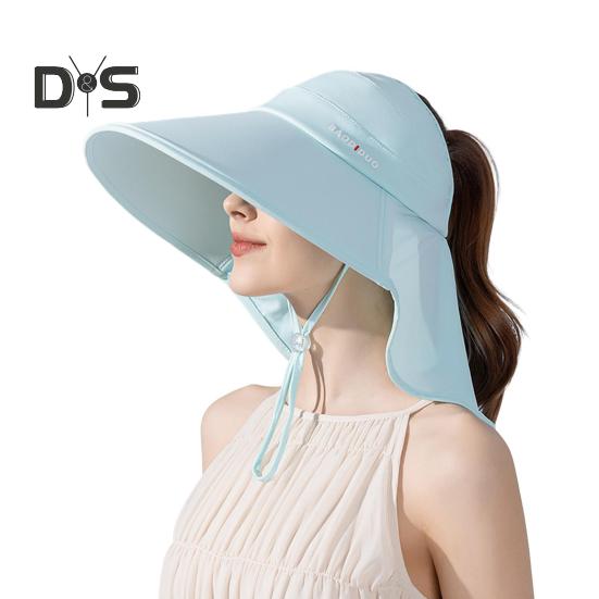 Dámský sluneční klobouk se širokou krempou, rolovací, UV ochrana proti slunci, klopa na krk, UPF 50+, rybářský klobouk s otvorem pro culík, pro turistiku a pláž