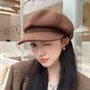 Women S Solid Color Wool Blend Octagonal Newsboy Cap Korean Style Versatile Warm