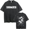 Washed Vintage Anime Soul Eater Maka Albarn Soul Evans Graphic Tshirt Mens Retro Manga T Shirts Men Cotton Oversized Tshirts