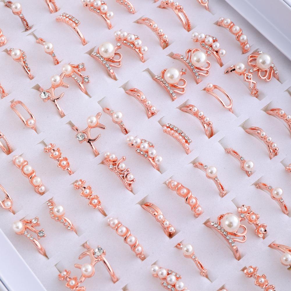 10Pcs Women s pearl ring alloy finger ring retro style jewelry party jewelry