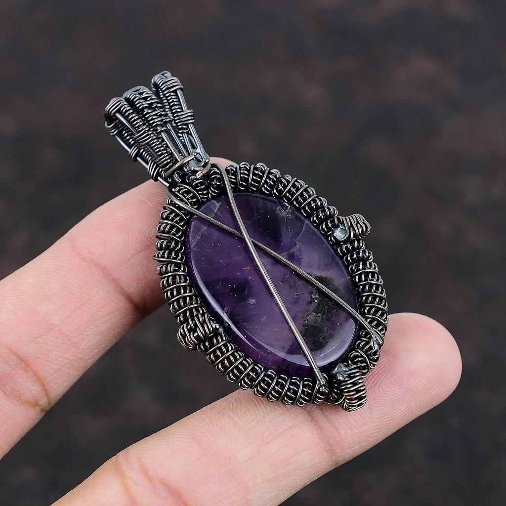 Star Amethyst Pendant Copper Wire Wrapped Gemstone Pendant Stylish Pendant Handmade Elegant Jewelry Gift For Mom Copper Wire Wrapped Jewelry