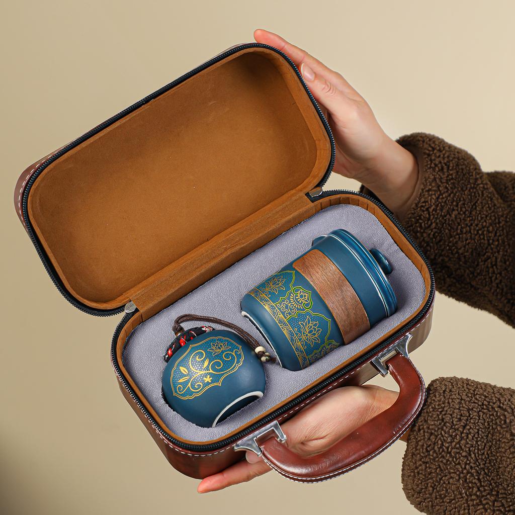 New Express Cup Matte Tea Set One Pot Three Cups Handbag Travel Portable Outdoor Set Business Gift Set