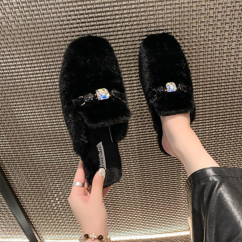 Autumn and winter new Mao Mao bag head slippers new versatile quack good to wear warm home or outside 40 чёрный 3090₽